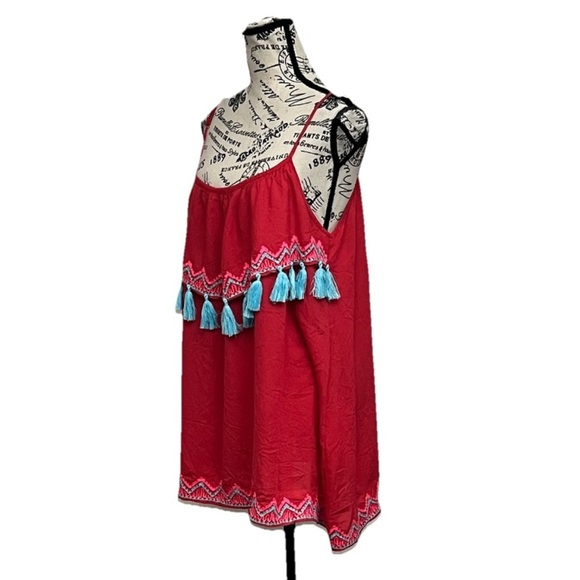 Tiare Hawaii O/S Tassels Beach Cover Up Vacation Mini Dress Boho Aztec Tribal - Picture 3 of 11